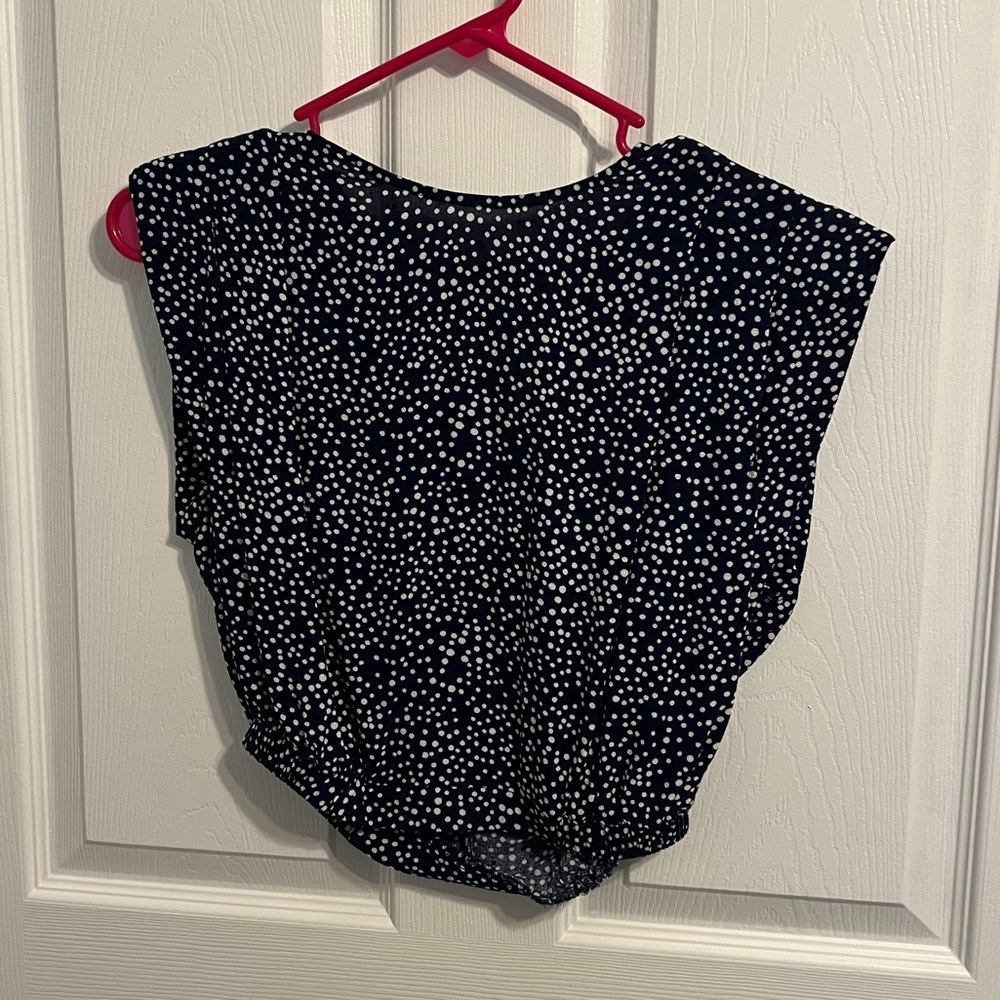 Express blue and white banded crop top